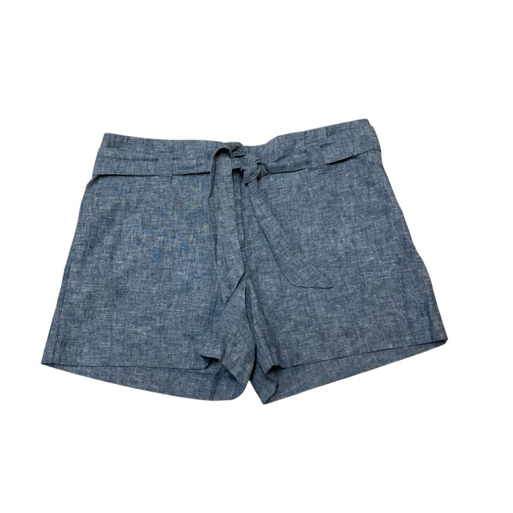 LOFT By Ann Taylor Size 2 Chino Shorts NWT Belted Tie Waist Blue Linen Blend